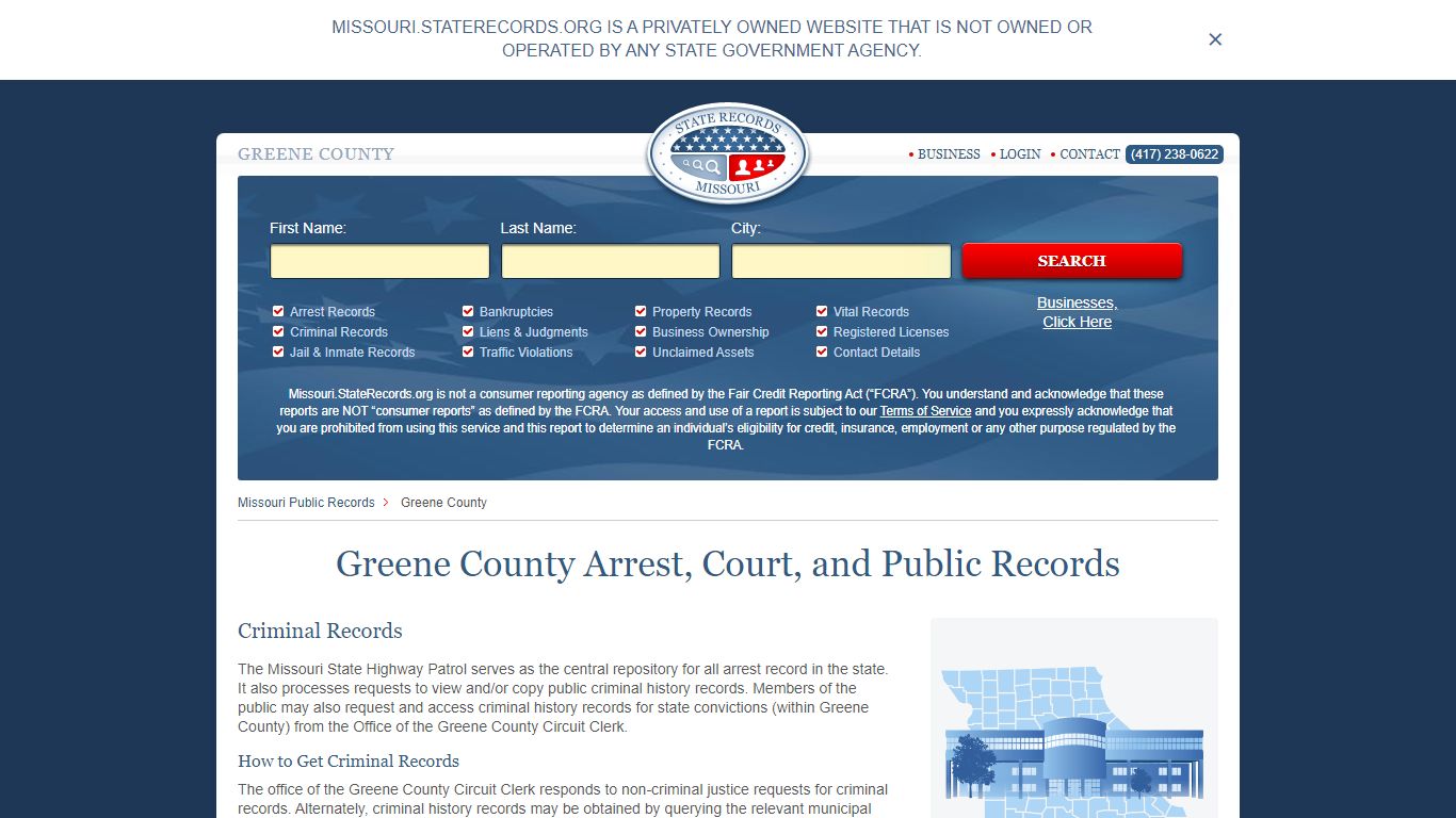 Greene County Arrest, Court, and Public Records